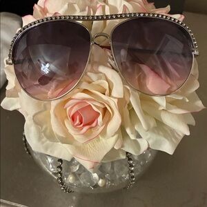 Elegant Aviator Bling Sunglasses Rosey pink lenses 💎 💖